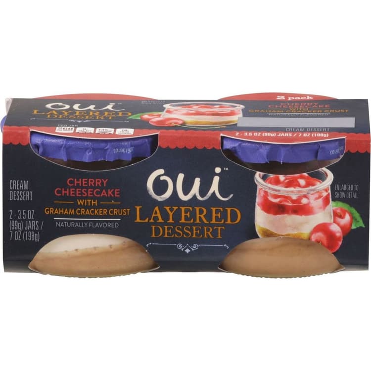 Oui, Cream Dessert, Cherry Cheesecake With Graham Cracker Crust, Layered