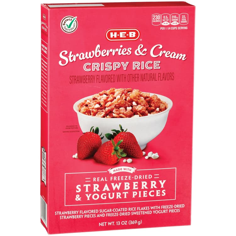 H-E-B Strawberries & Cream Crispy Rice Cereal