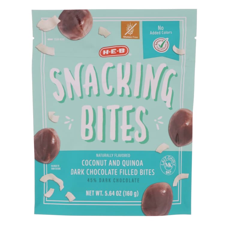H-E-B Select Ingredients Coconut And Quinoa Dark Chocolate Filled Snacking Bites