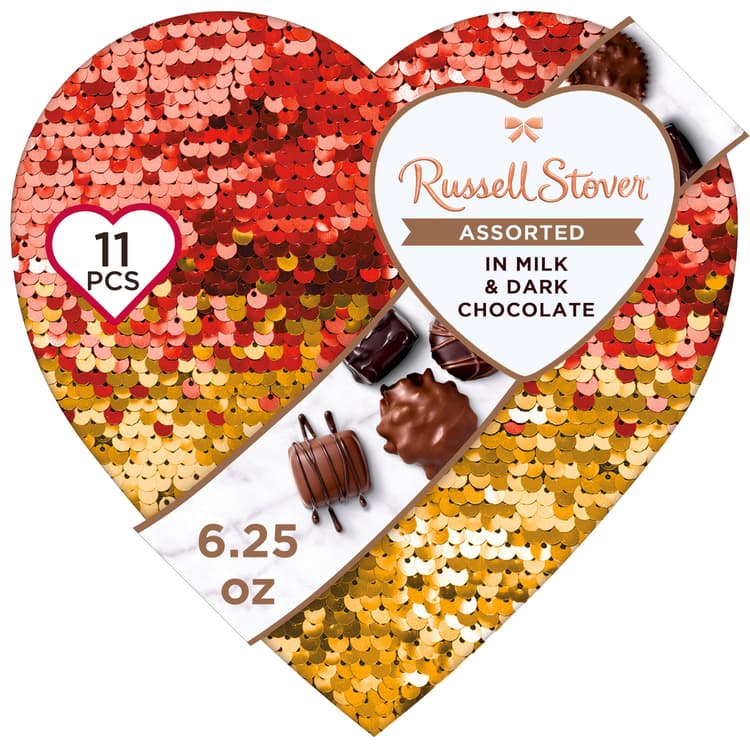 Russell Stover Assorted Chocolates Valentine'S Sequin Heart Gift
