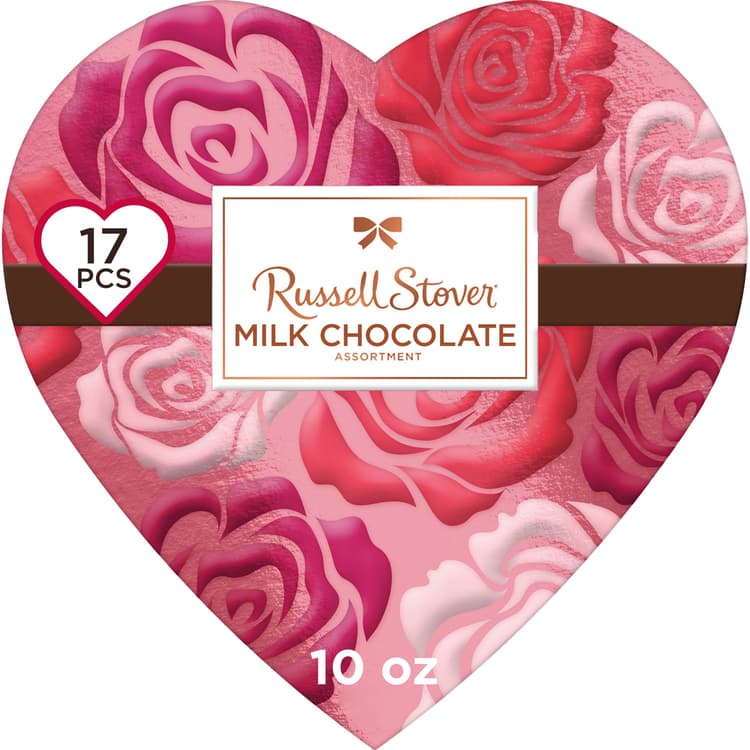 Russell Stover Milk Chocolate Assortment Valentine'S Floral Heart Gift