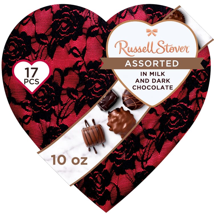 Russell Stover Assorted Milk & Dark Chocolates Valentine'S Lace Heart Gift