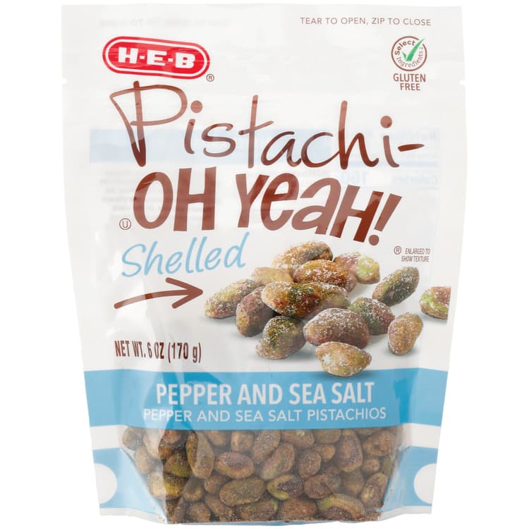 H-E-B Pistachi-Oh Yeah! Shelled Pistachios - Pepper & Sea Salt