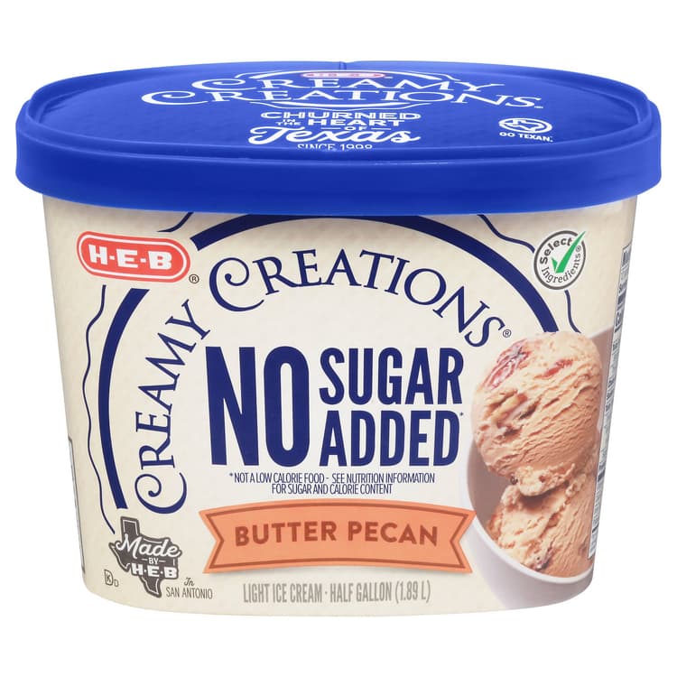 H-E-B Creamy Creations No Sugar Added Butter Pecan Light Ice Cream