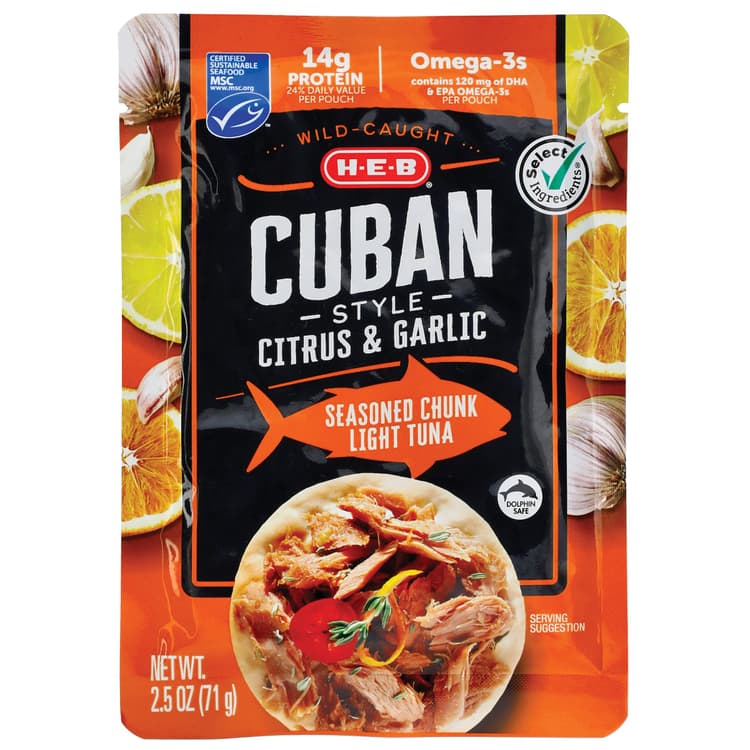 H-E-B Seasoned Wild Caught Chunk Light Tuna Pouch - Citrus & Garlic