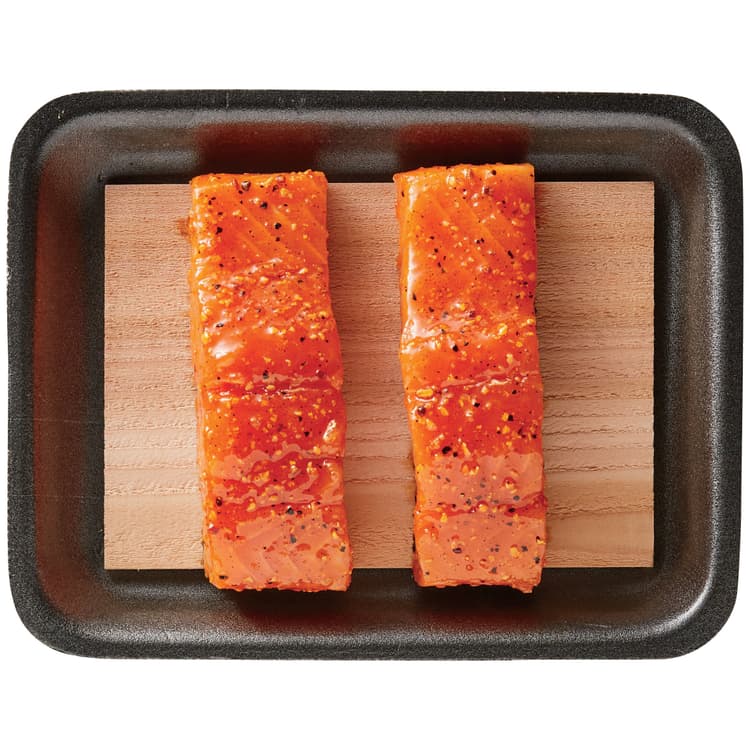 H-E-B Fish Market Fresh Marinated Atlantic Salmon On Cedar Plank - Orange