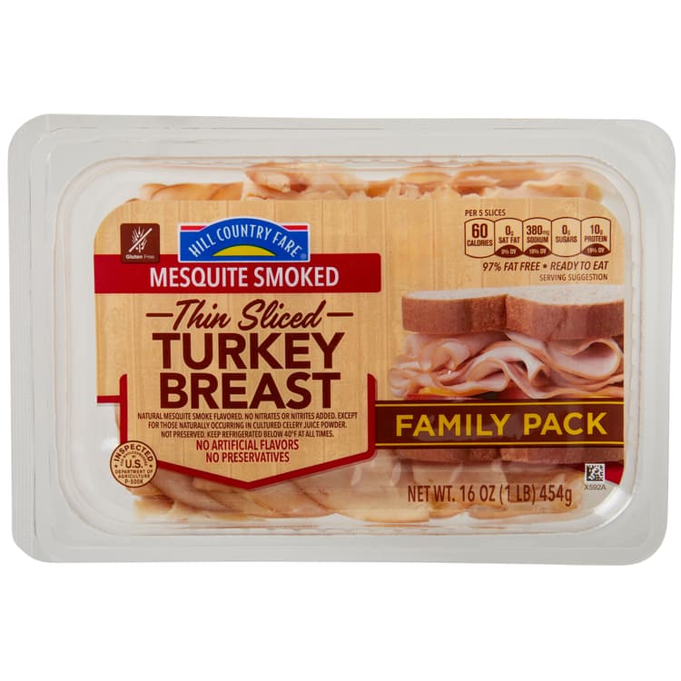Hill Country Fare Thin Sliced Mesquite Smoked Turkey Breast - Family