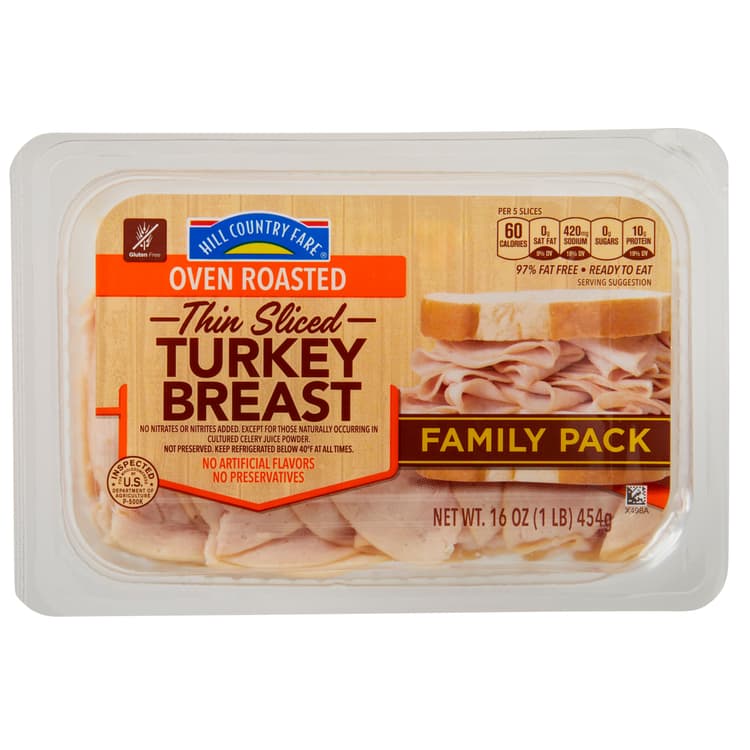 Hill Country Fare Thin Sliced Oven Roasted Turkey Breast - Family