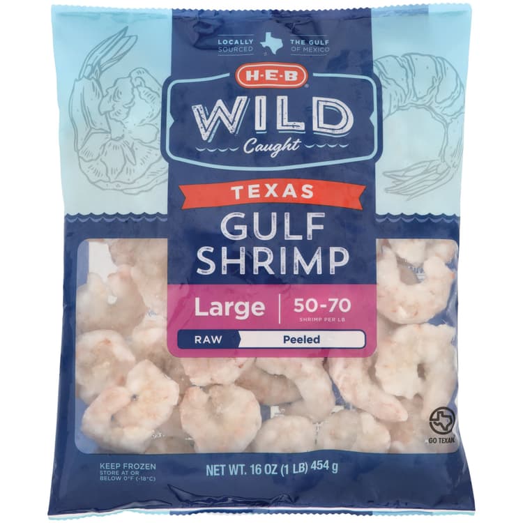H-E-B Wild Caught Peeled Large Texas Gulf Raw  Shrimp
