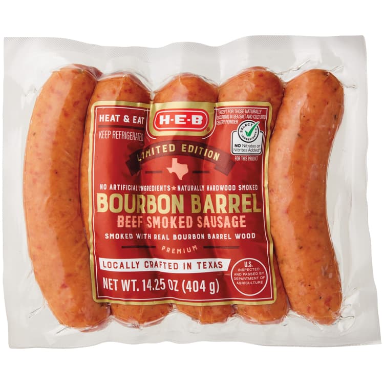 H-E-B Bourbon Barrel Smoked Beef Sausage Links