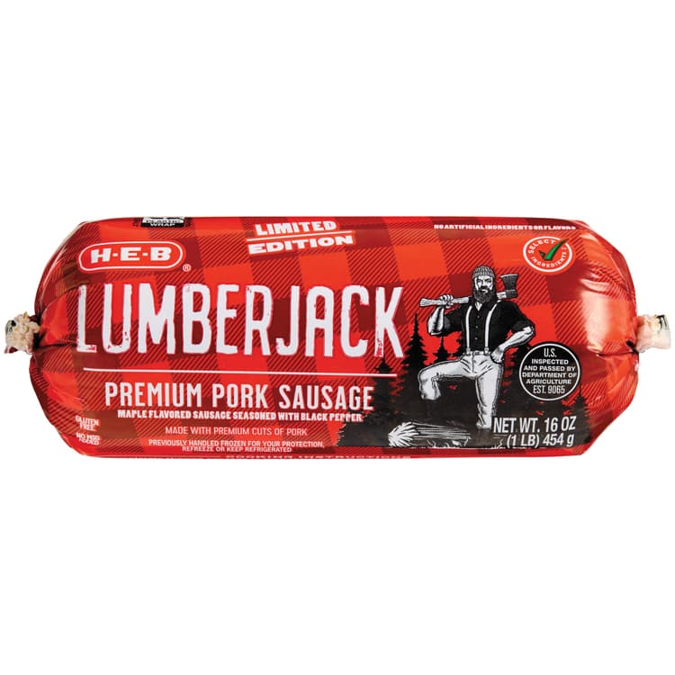 H-E-B Lumberjack Premium Pork Breakfast Sausage - Maple & Black Pepper