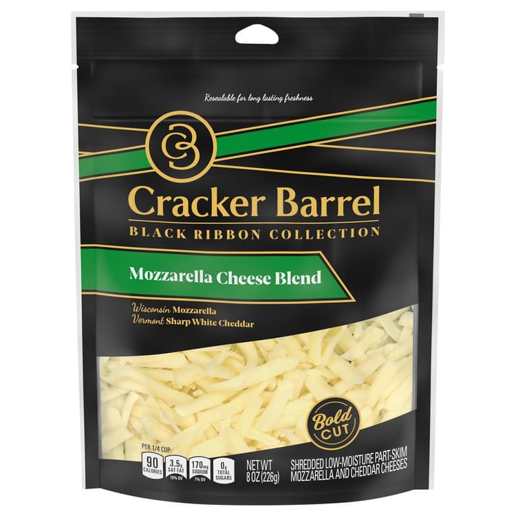 Cracker Barrel Mozzarella Shredded Cheese Blend, Bold Cut