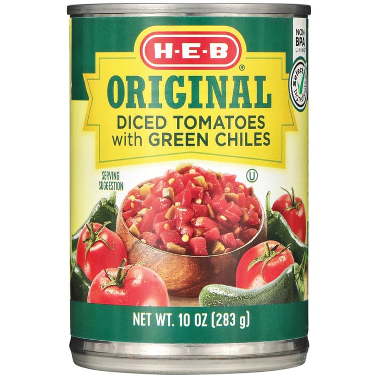 H-E-B Diced Tomatoes With Green Chiles - Original