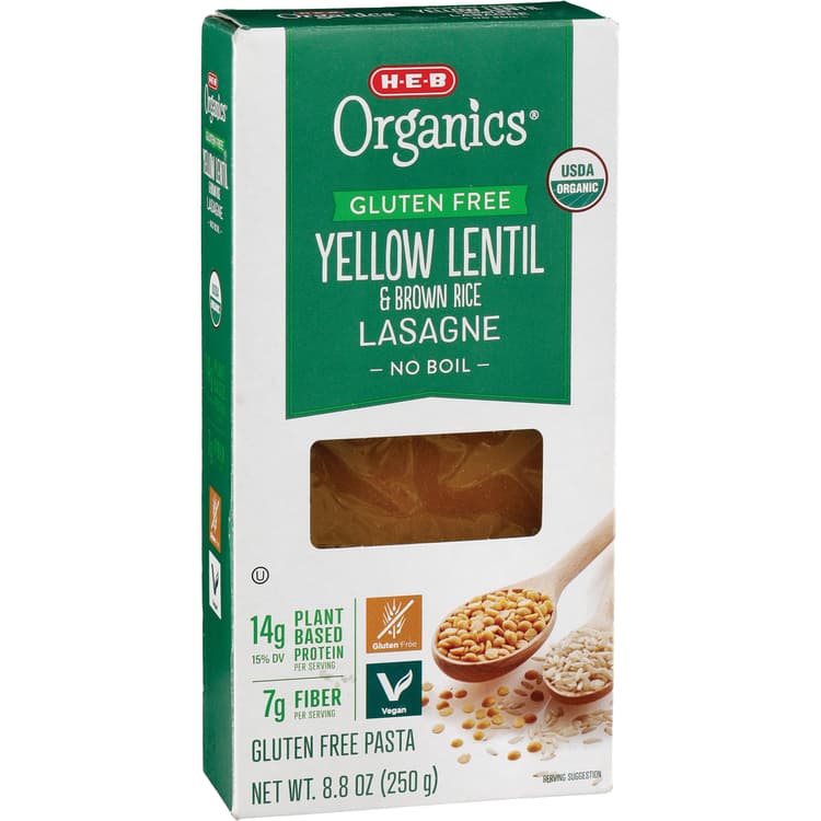 H-E-B Organics 90% Yellow Lentil 10% Brown Rice Lasagna