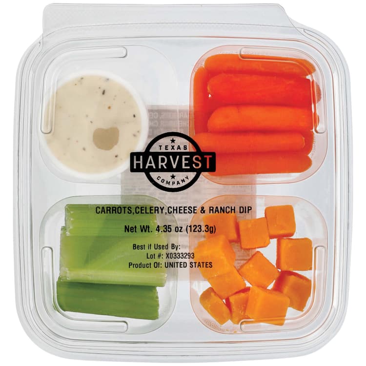 Texas Harvest Snack Tray - Carrots, Celery, Cheese & Ranch Dip