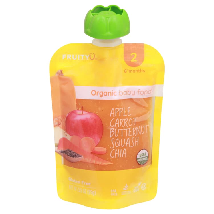 Fruityu Organic Baby Food Pouch - Apple Carrot Butternut Squash Chia