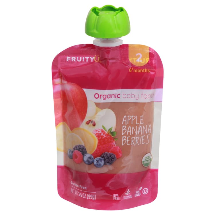 Fruityu Organic Baby Food Pouch - Apple Banana & Berries