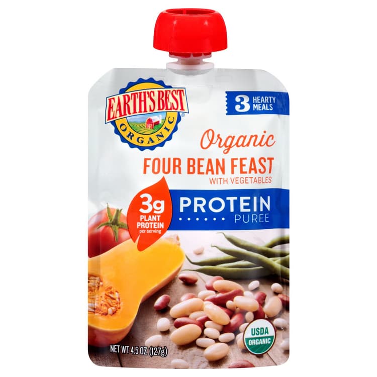 Earth'S Best Organic Protein Puree Pouch - Four Bean Feast With Vegetables
