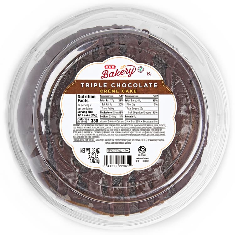 H-E-B Bakery Triple Chocolate Creme Cake