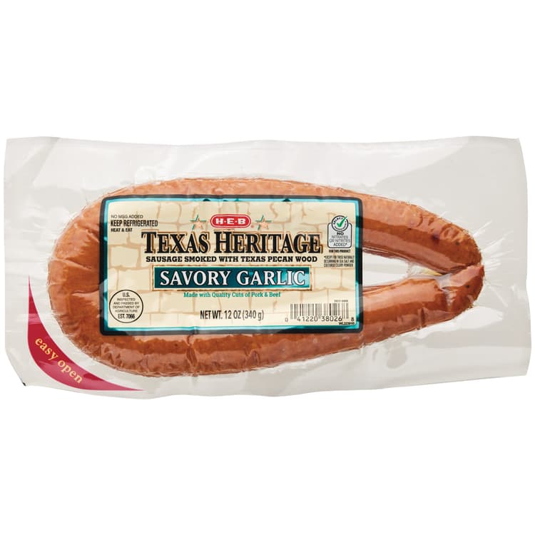 H-E-B Texas Heritage Smoked Sausage - Savory Garlic