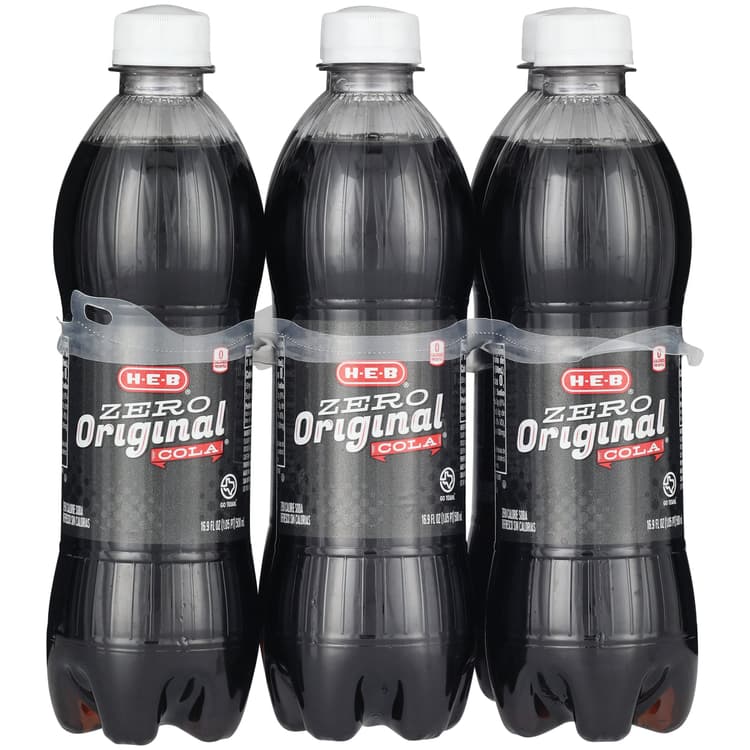 H-E-B Zero Calorie Original Cola Soda Bottles