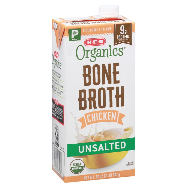 H-E-B Organics Unsalted Chicken Bone Broth