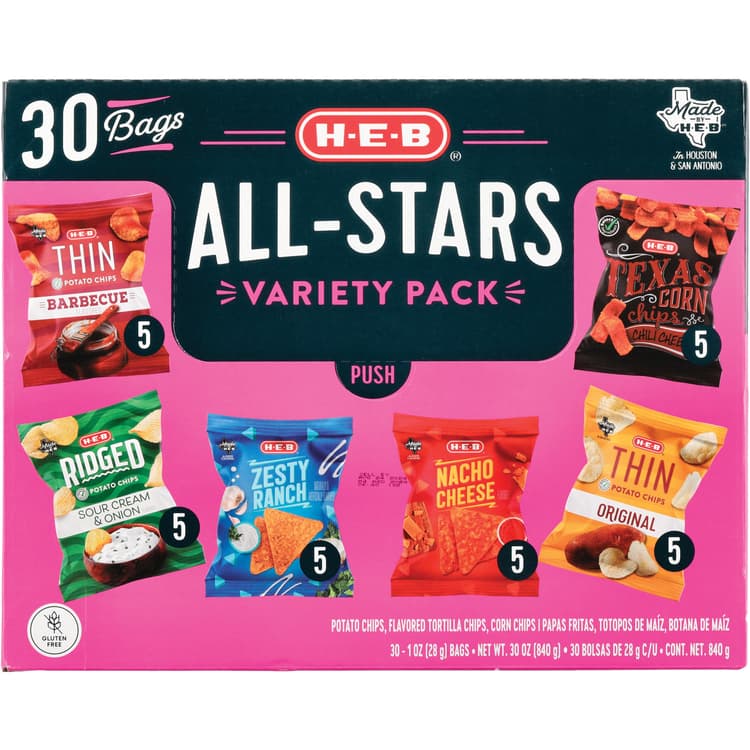 H-E-B All Stars Chip Variety Pack Bags