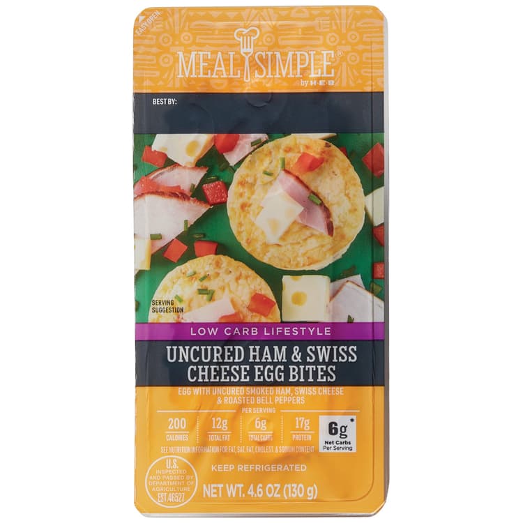 Meal Simple By H-E-B Egg Bites - Uncured Ham & Swiss Cheese