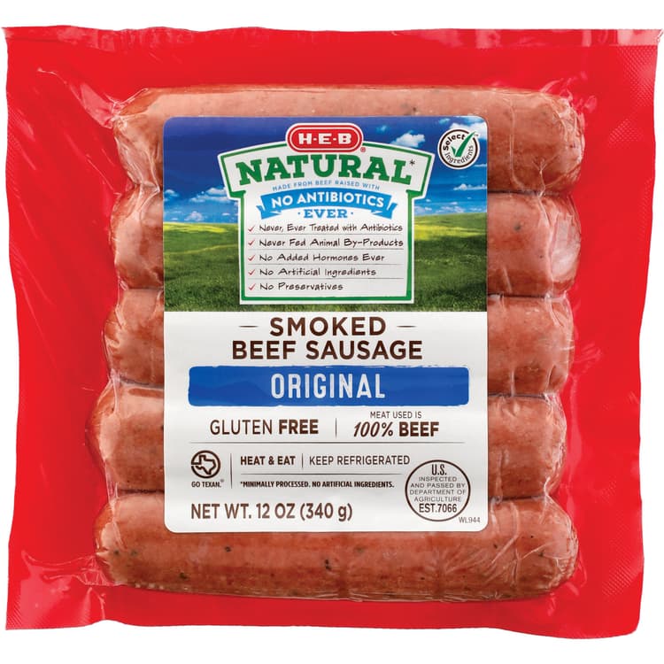 H-E-B Natural Smoked Beef Sausage Links - Original