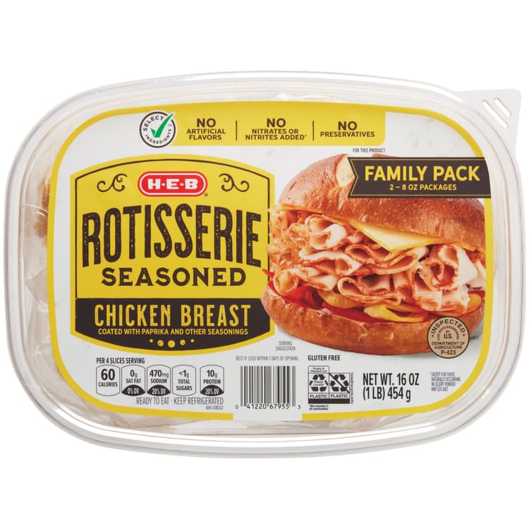 H-E-B Rotisserie Seasoned Chicken Breast - Family