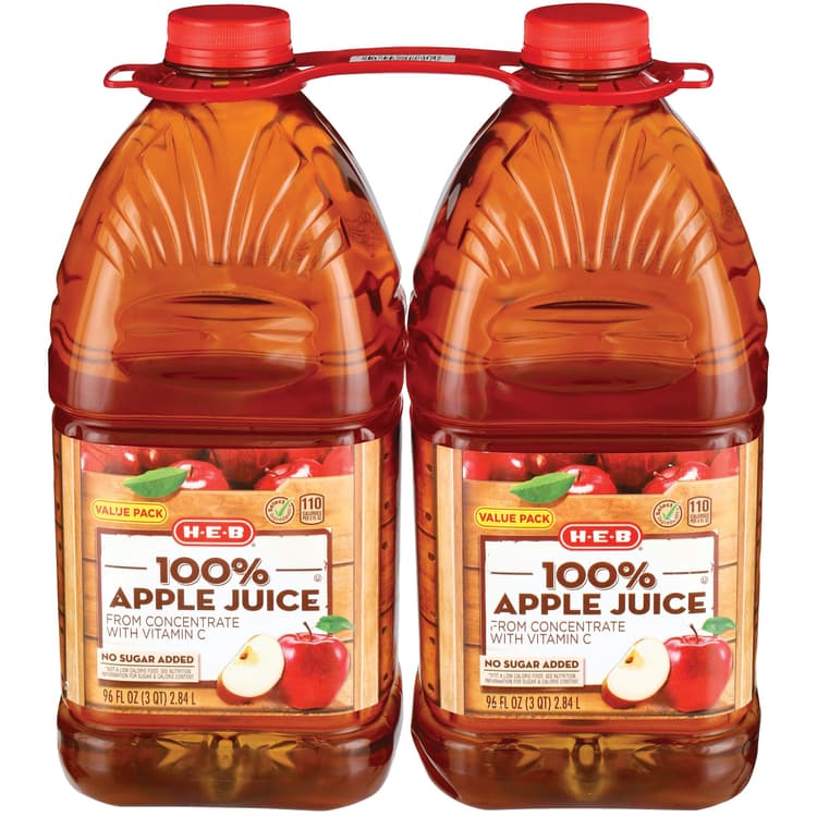 H-E-B 100% Apple Juice Bottles - Value