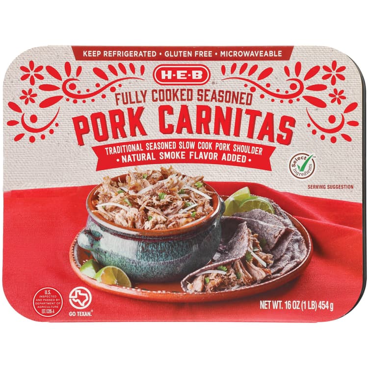 H-E-B Fully Cooked Seasoned Pork Carnitas
