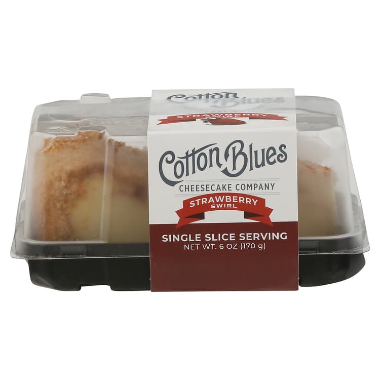 Cotton Blues Cheesecake Company Strawberry Swirl Cheesecake Slice