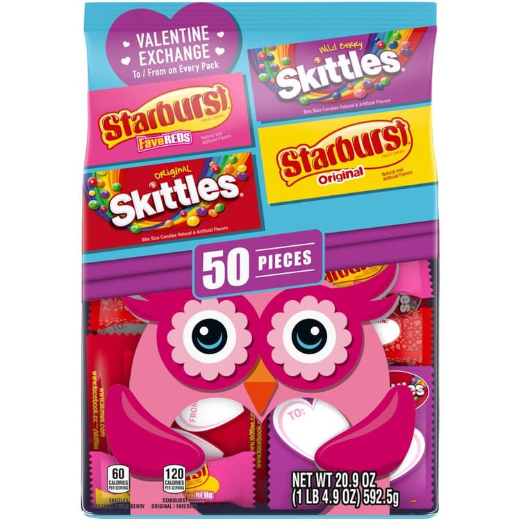 Skittles & Starburst Assorted Fun Size Valentine Exchange Candy