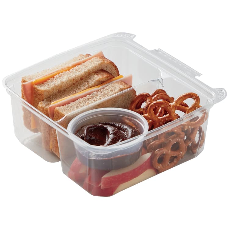 Meal Simple By H-E-B Kids' Ham & Cheese Sandwich With Pretzels, Apple & Chocolate Hummus