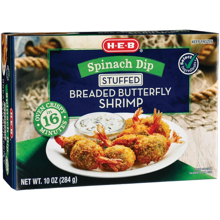 H-E-B  Spinach Dip-Stuffed Breaded Butterfly Shrimp