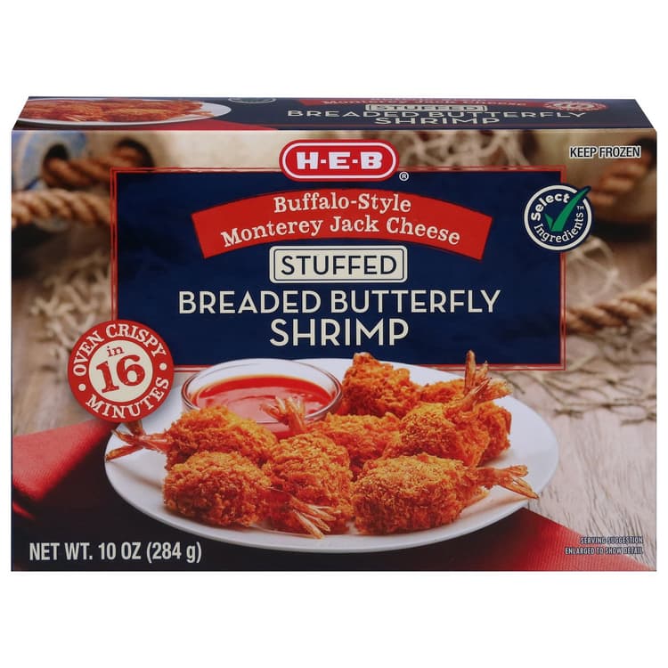 H-E-B  Buffalo-Style Monterey Jack Cheese Stuffed Breaded Butterfly Shrimp
