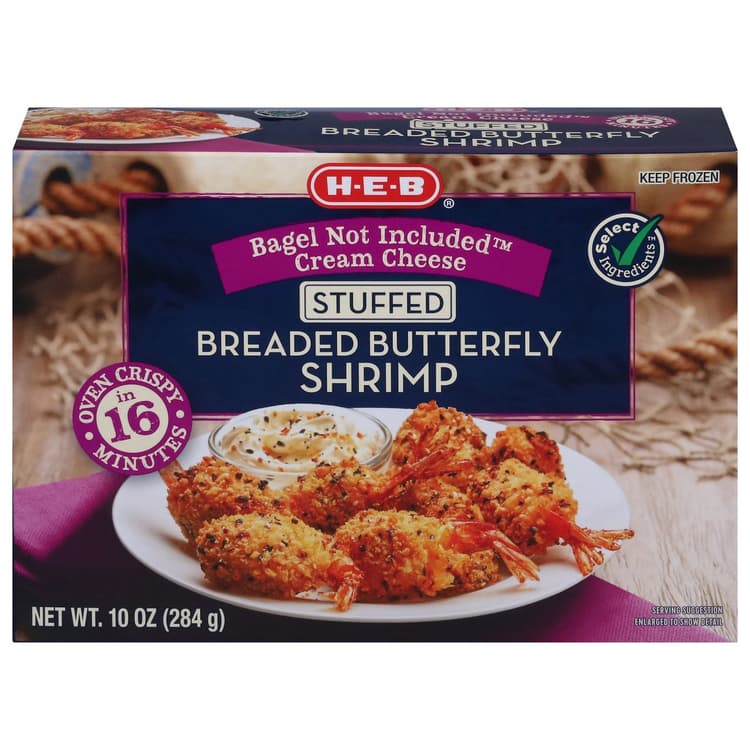 H-E-B  Bagel Not Included Cream Cheese Stuffed Breaded Butterfly Shrimp
