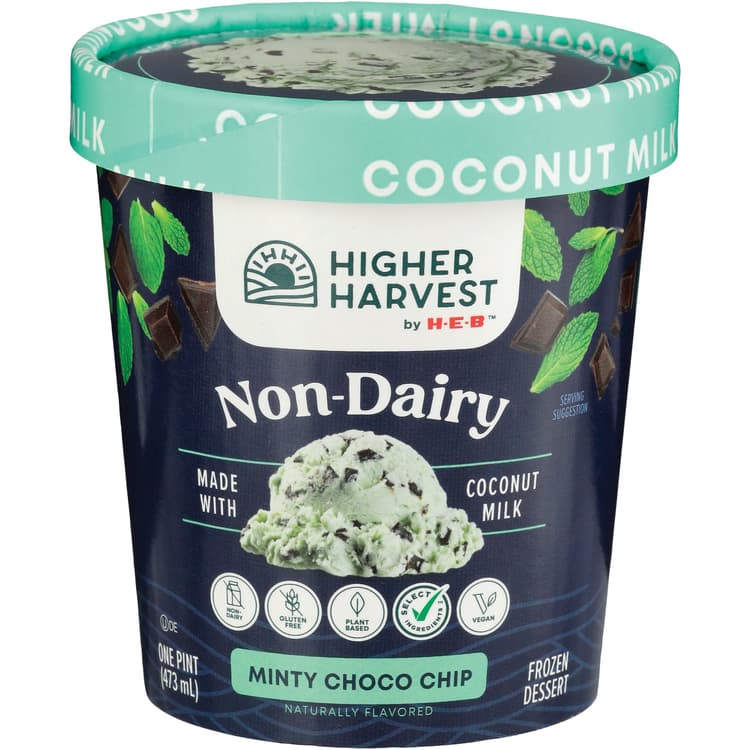 Higher Harvest By H-E-B Non-Dairy  Dessert - Minty Choco Chip