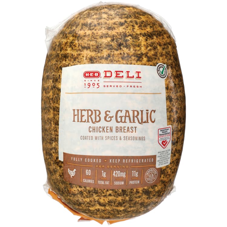 H-E-B Deli Sliced Herb Garlic Chicken Breast