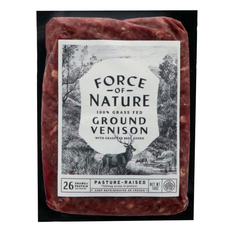 Force Of Nature Grass Fed Ground Venison With Ground Beef Added