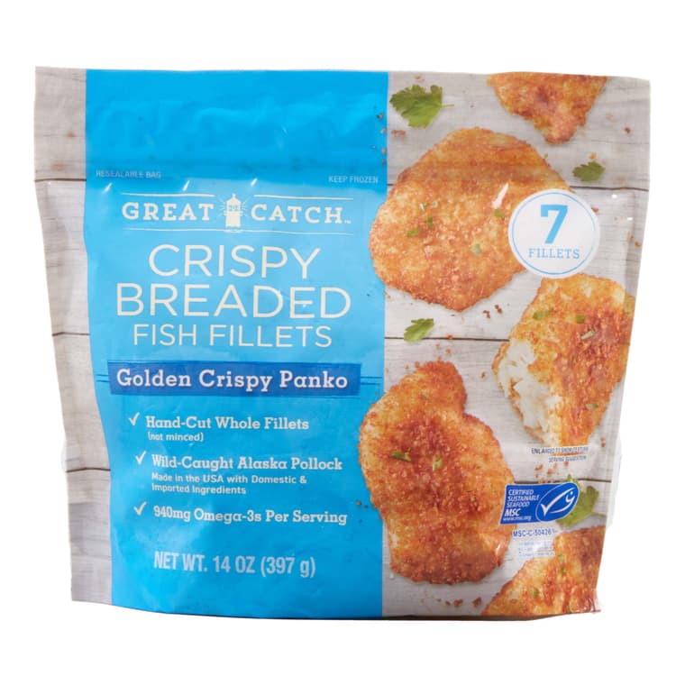 Great Catch Golden Panko Crispy Breaded Pollock Fish Fillets