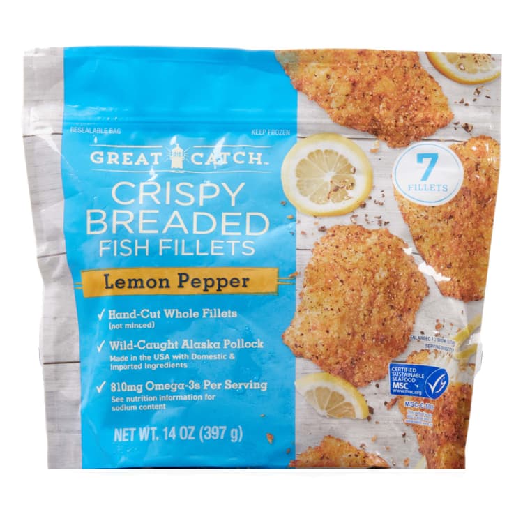 Great Catch Lemon Pepper Crispy Breaded Pollock Fish Fillets