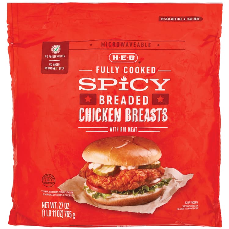 H-E-B Fully Cooked  Spicy Breaded Chicken Breast Fillets