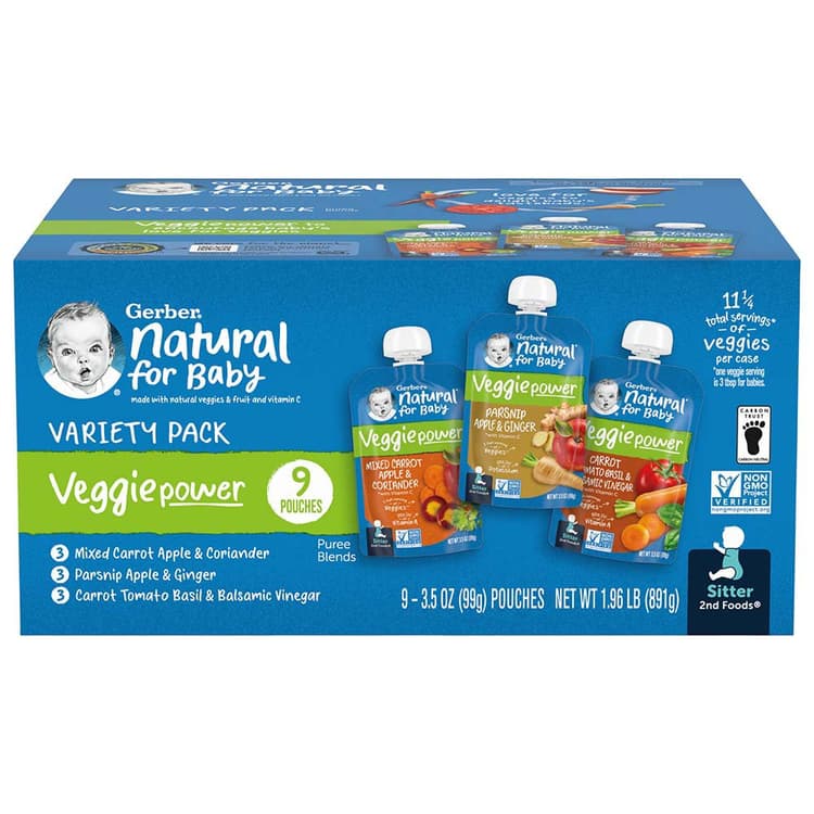 Gerber Natural For Baby Veggiepower Pouches - Variety