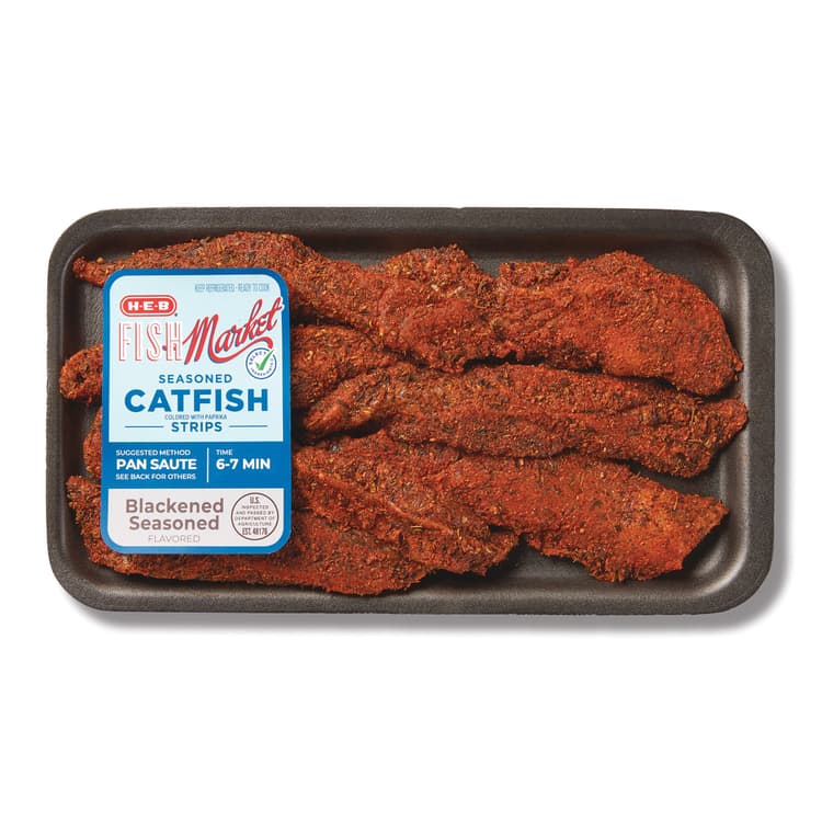 H-E-B Fish Market Seasoned Catfish Strips - Blackened Flavored