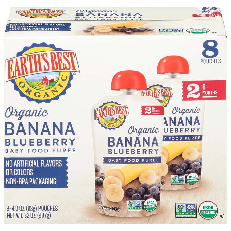Earth'S Best Organic Baby Food Puree Pouches - Banana Blueberry