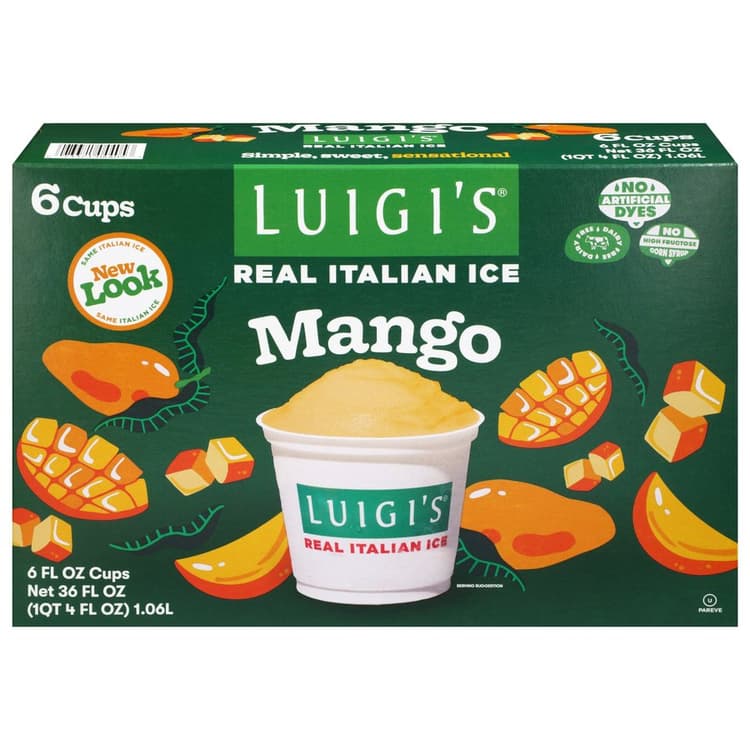 Luigis Real Italian Ice Fat Free Mango Cups