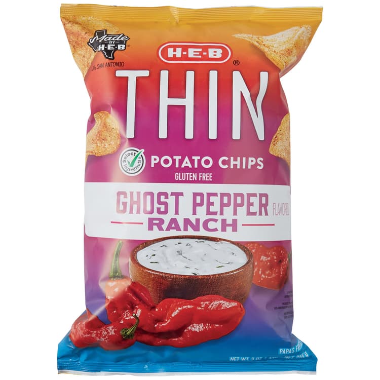 H-E-B Thin Potato Chips - Ghost Pepper Ranch