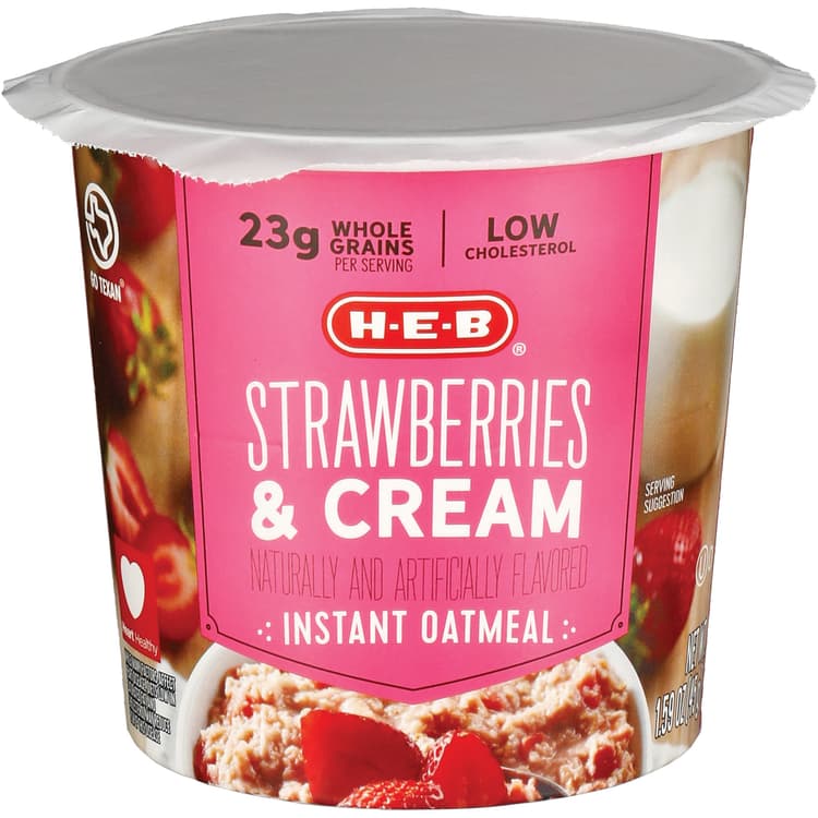 H-E-B Instant Oatmeal Cup - Strawberries & Cream